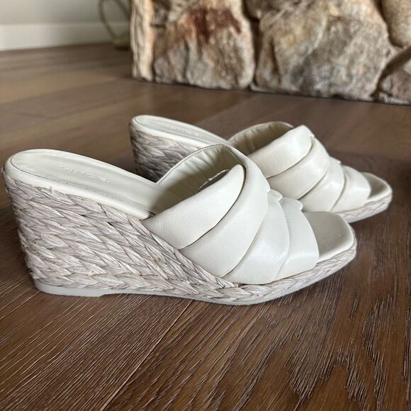 Vince Gilian Square Toe Woven Strap Espadrille Wedge Heel Sandals - Picture 6 of 13